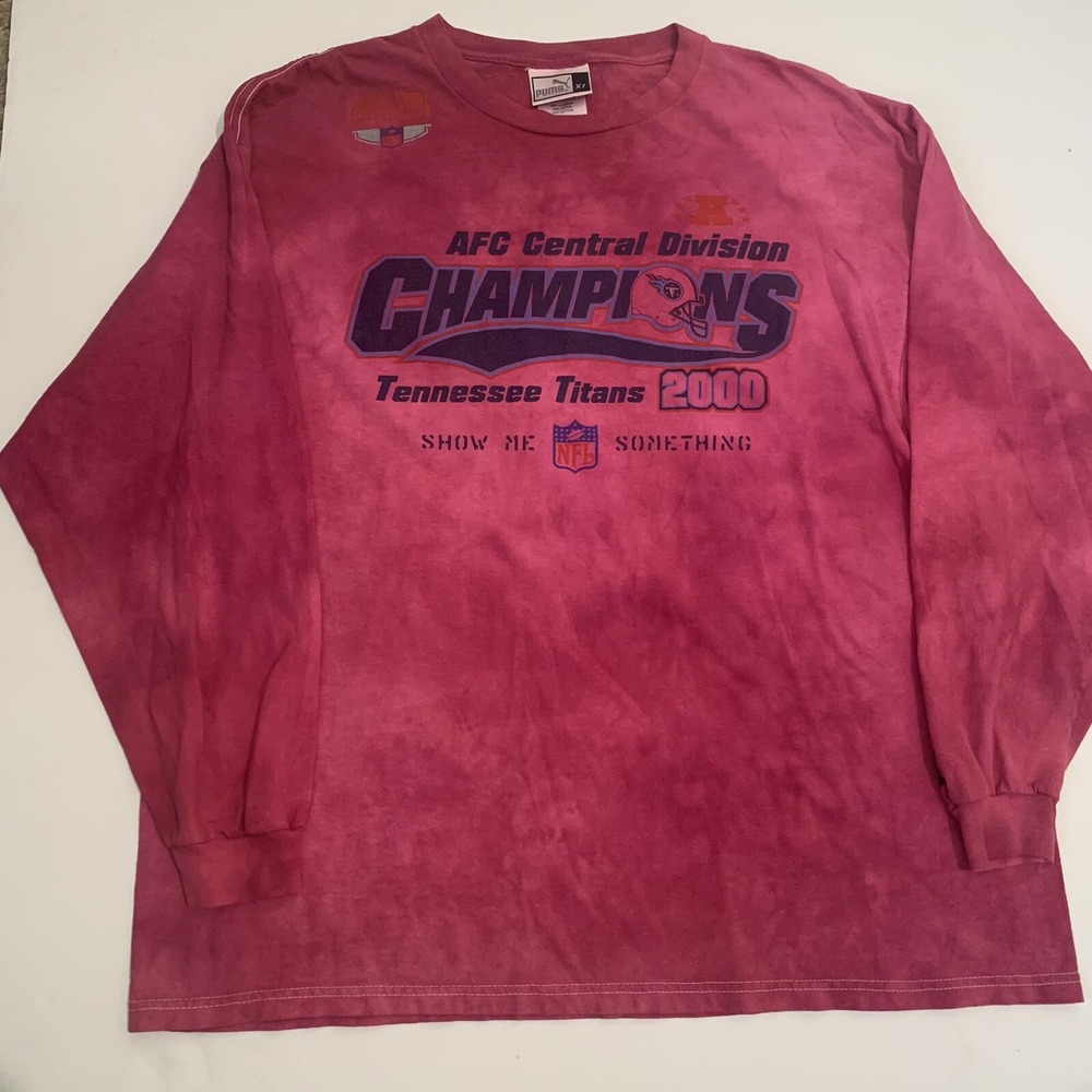 Vintage Puma Tennessee Titans 2000 AFC Champions Pink Tie Dye Long Sleeve XL